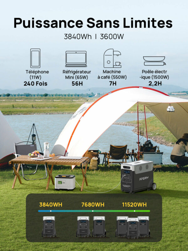 Station D'énergie Portable d'une Capacité de 3840Wh avec panneau solaire 400w en option